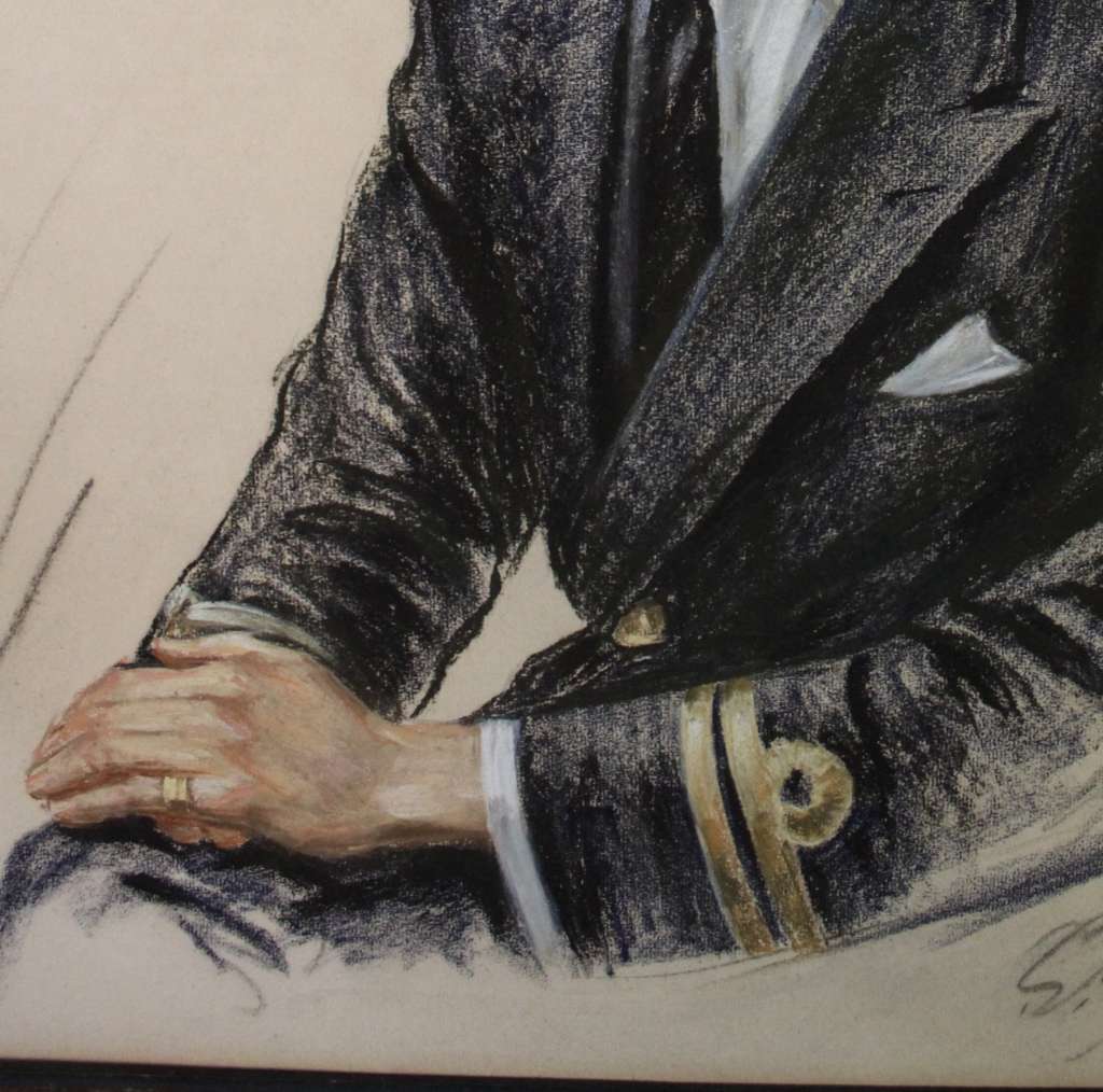 Pastel portrait of a Naval officer