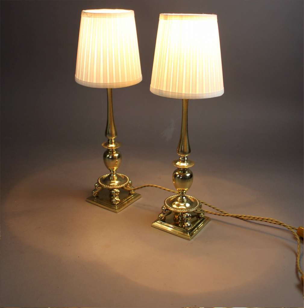 Good quality pair of Edwardian brass table lamps SOLD Art Furniture