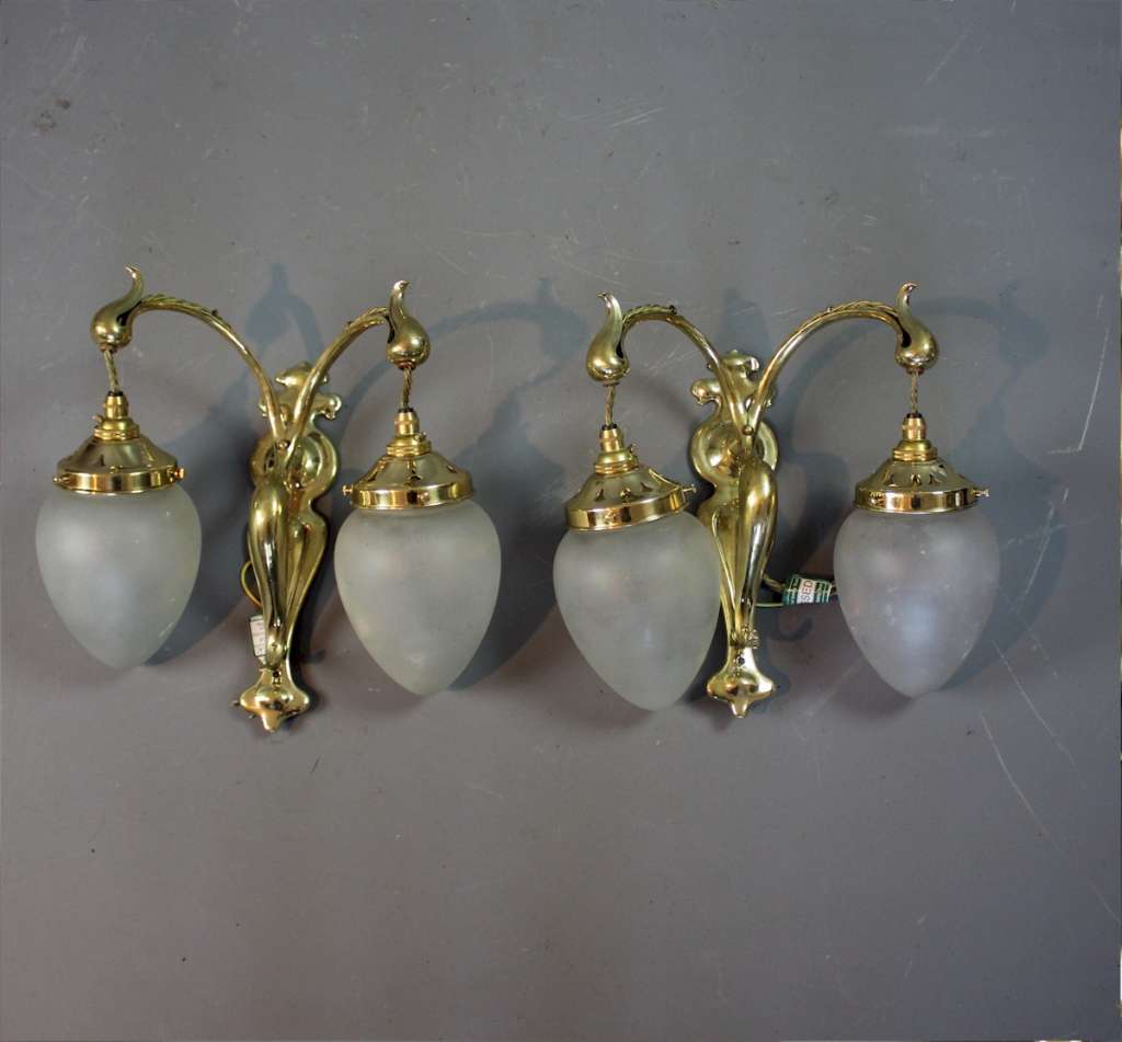 Arts and Crafts ,Nouveau pair of brass wall lights SOLD Art Furniture