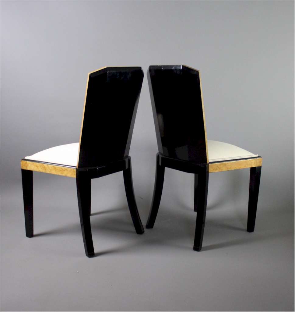 Stunning pair of art deco chairs in bird eye maple LATEST STOCK Art