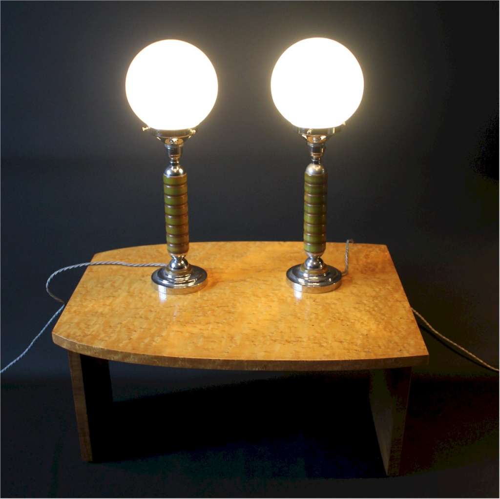 Pair of art deco phenolic table lamps
