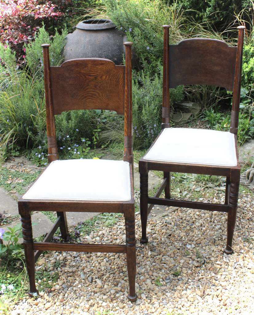 Pair Of Arts And Crafts Oak Chairs By William Birch