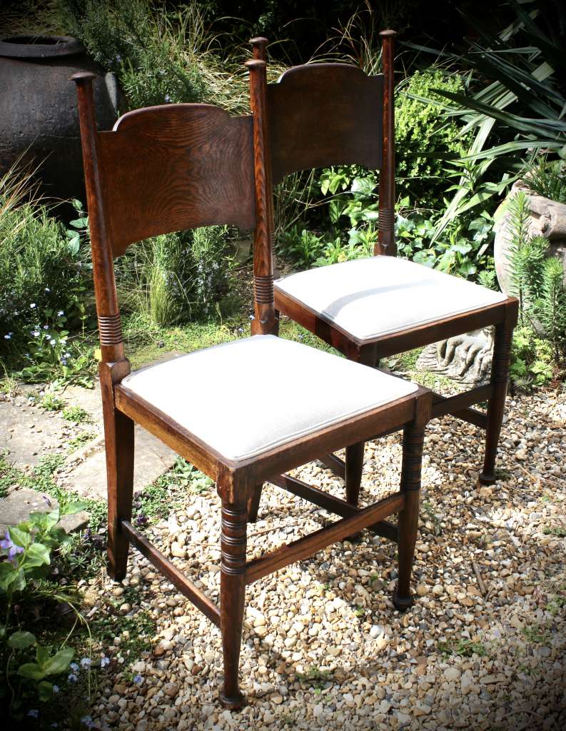 Pair Of Arts And Crafts Oak Chairs By William Birch