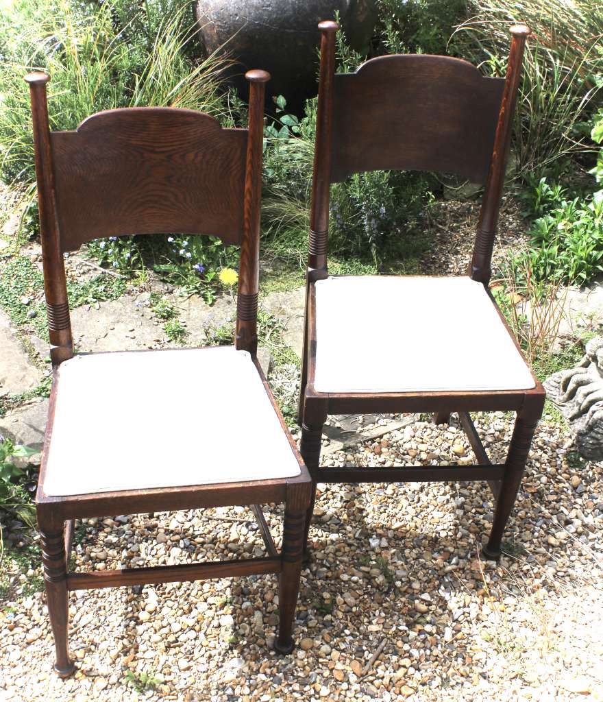 Pair Of Arts And Crafts Oak Chairs By William Birch