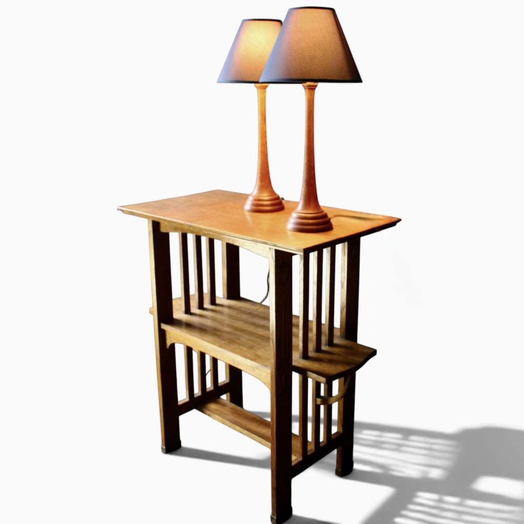 Arts and Crafts lamps in the manner of Voysey