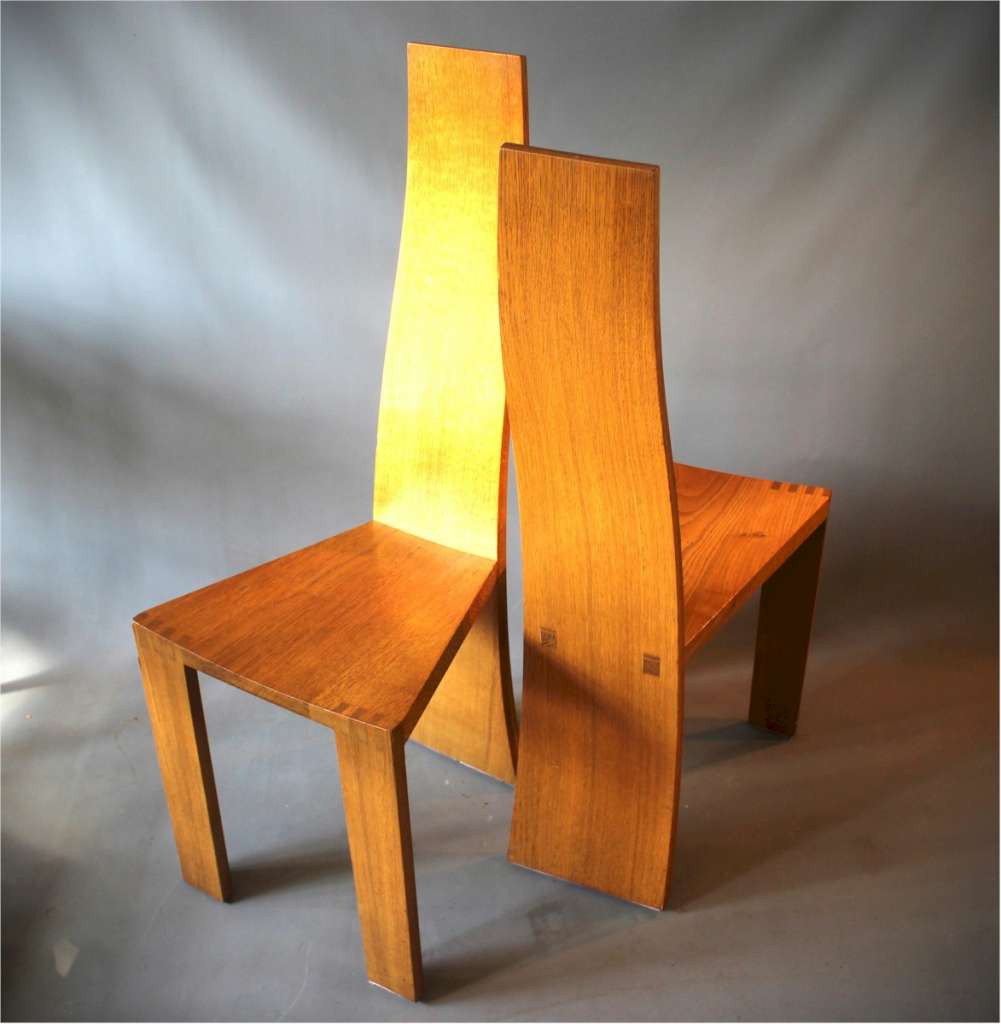 Pearl Dot set of six oak dining chairs by Robert Williams (b.1942)