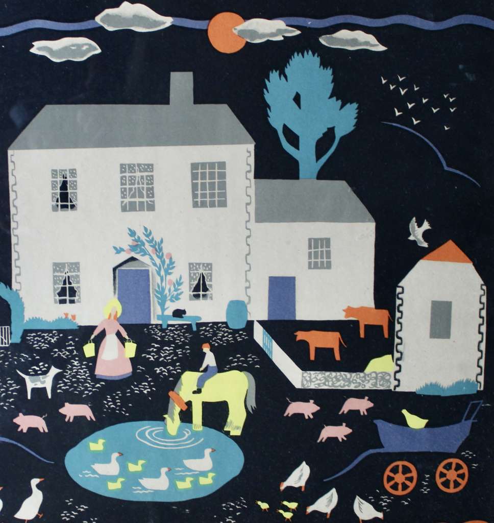 Farm Scene Lithograph by Peggy Wickham