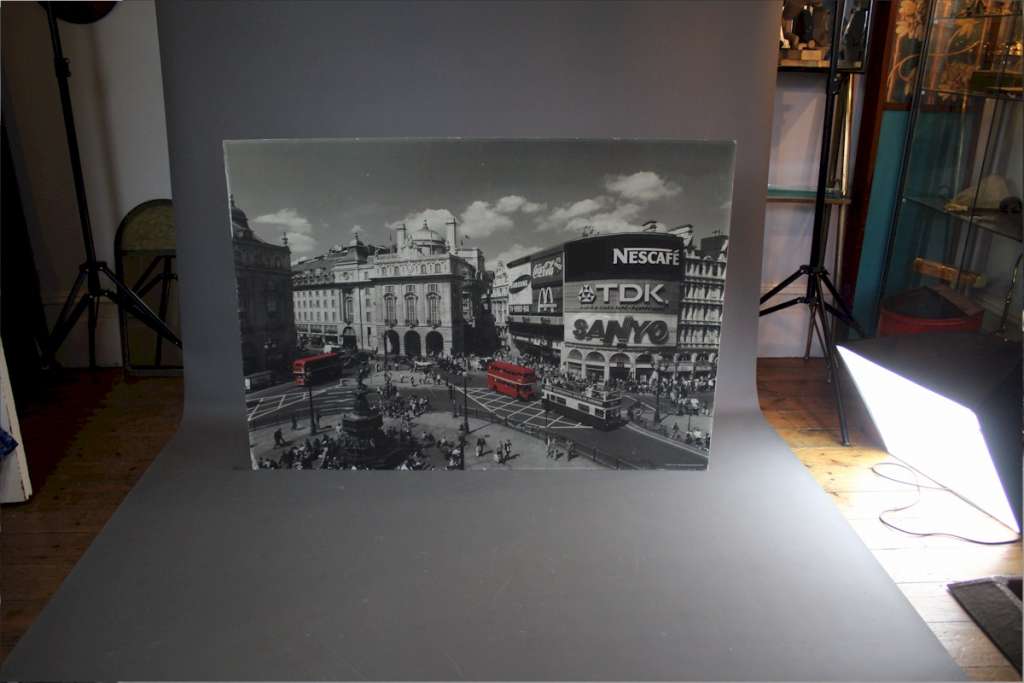 Large photo on card of Piccadilly circus