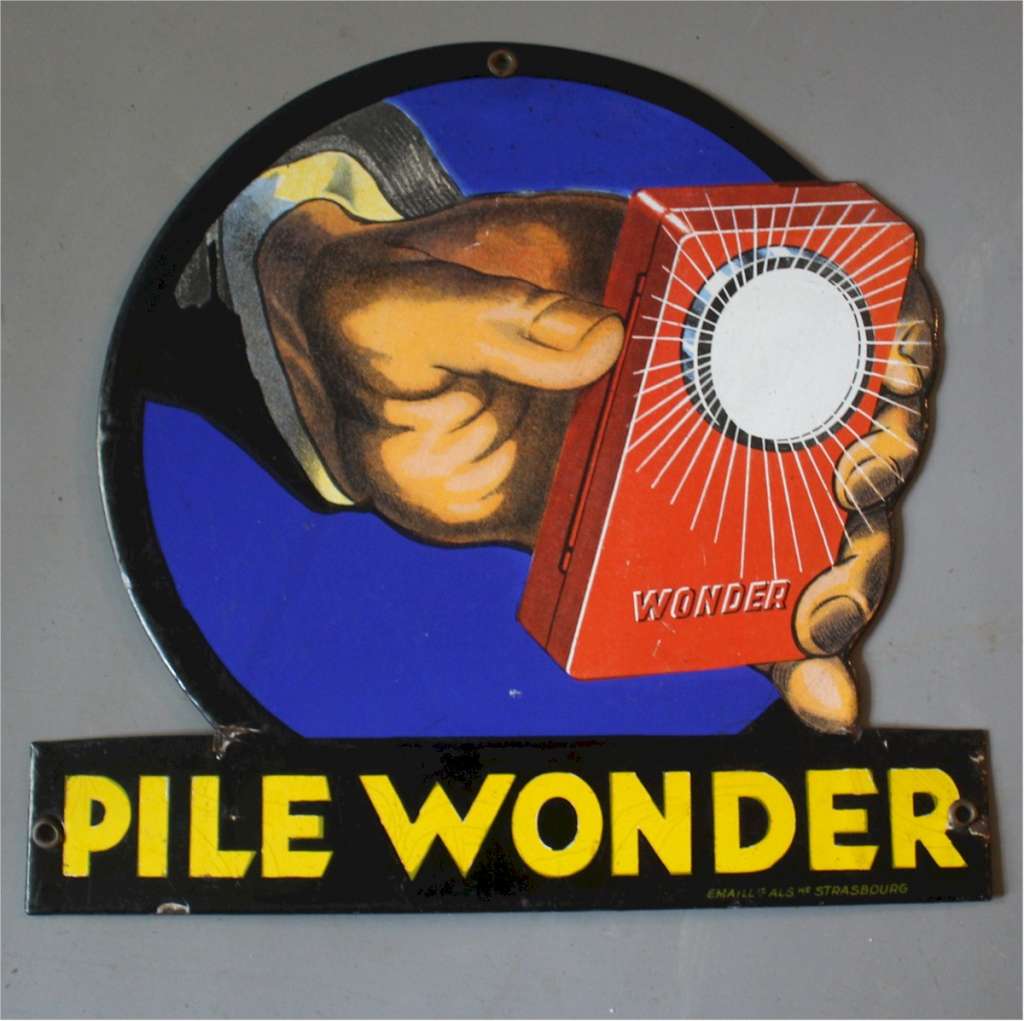  Pile Wonder enamel advertising sign