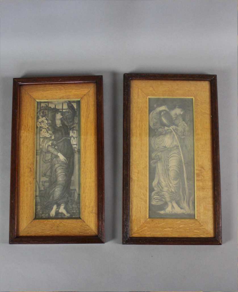 Pre-Raphaelite pair of period prints by Burne-Jones