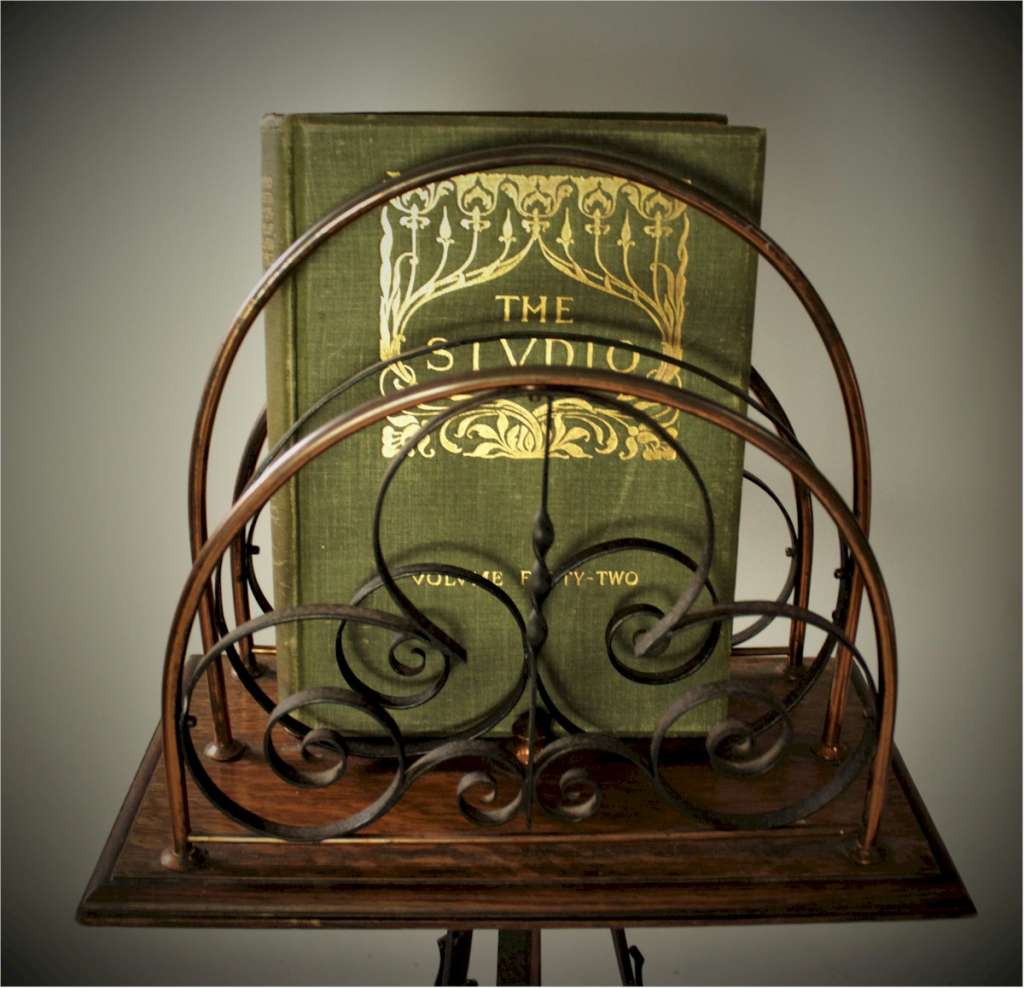 Arts and crafts movement revolving magazine rack