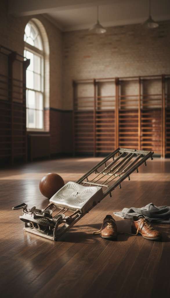 Well designed early 20th century collapsible rowing machine