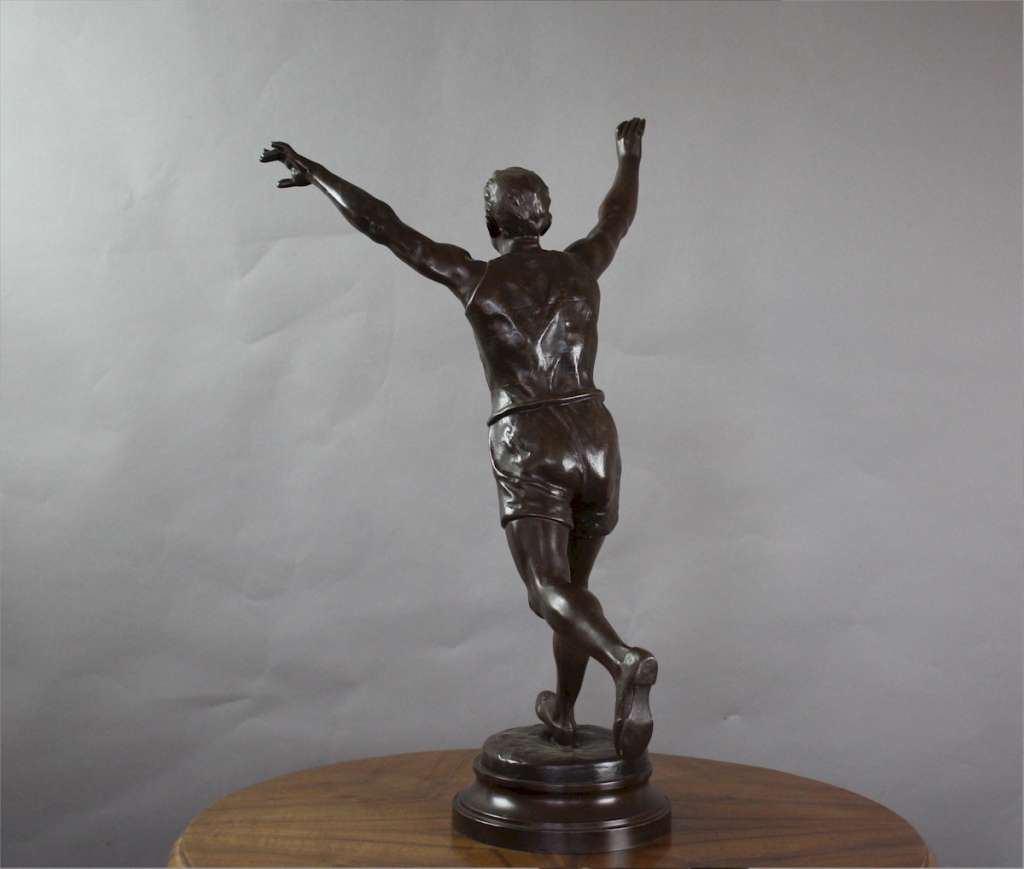 Emile Carlier spelter figure of a runner