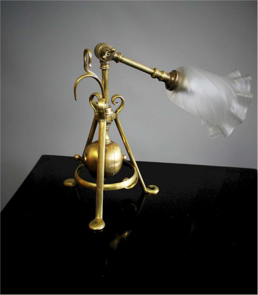 Arts and Crafts brass Pullman lamp