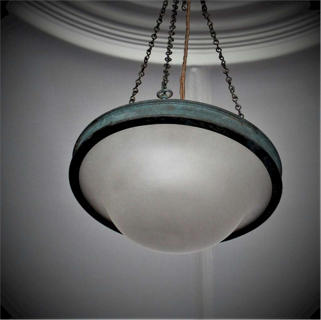 Edwardian brass hanging lamp shade SOLD Art Furniture