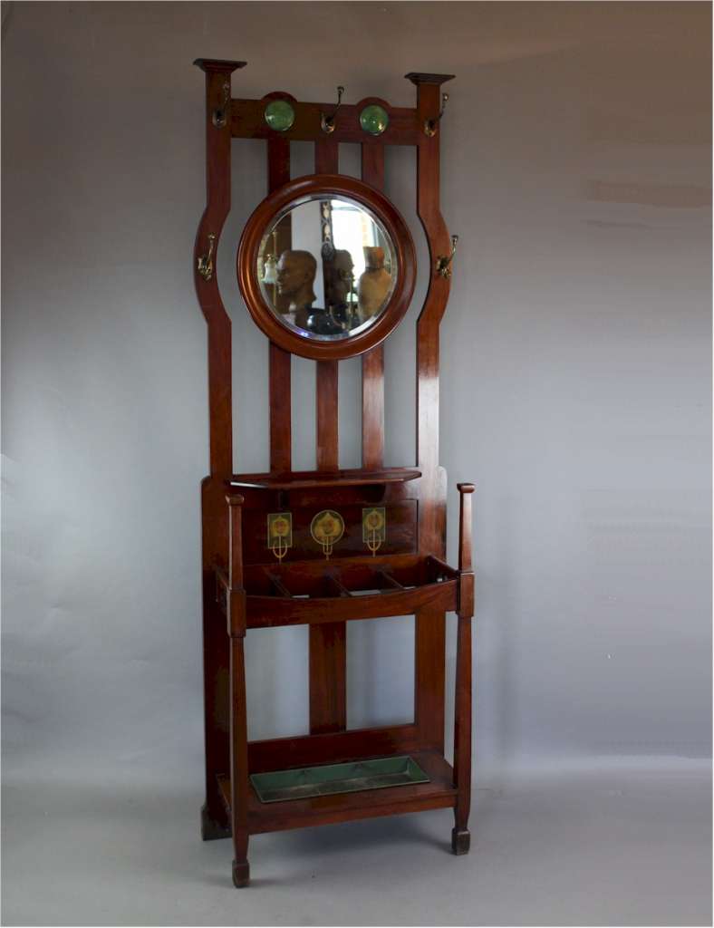 Arts and Crafts mahogany hallstand by Shapland and Petter