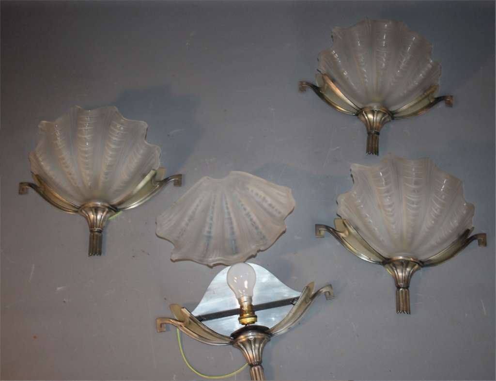 Wonderful set of four art deco shell wall lights Art Furniture