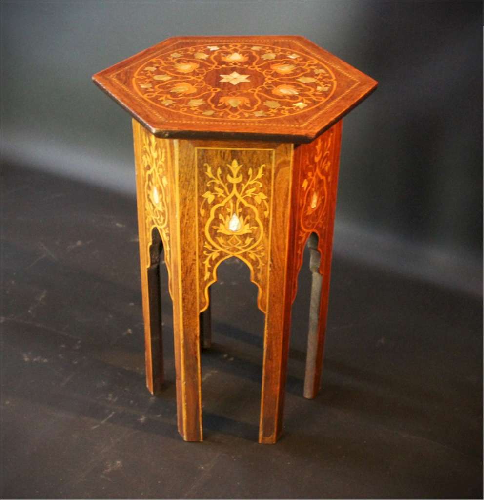 Syrian Moorish inlaid small table Liberty