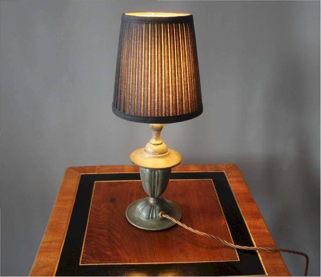 Small pewter table lamp