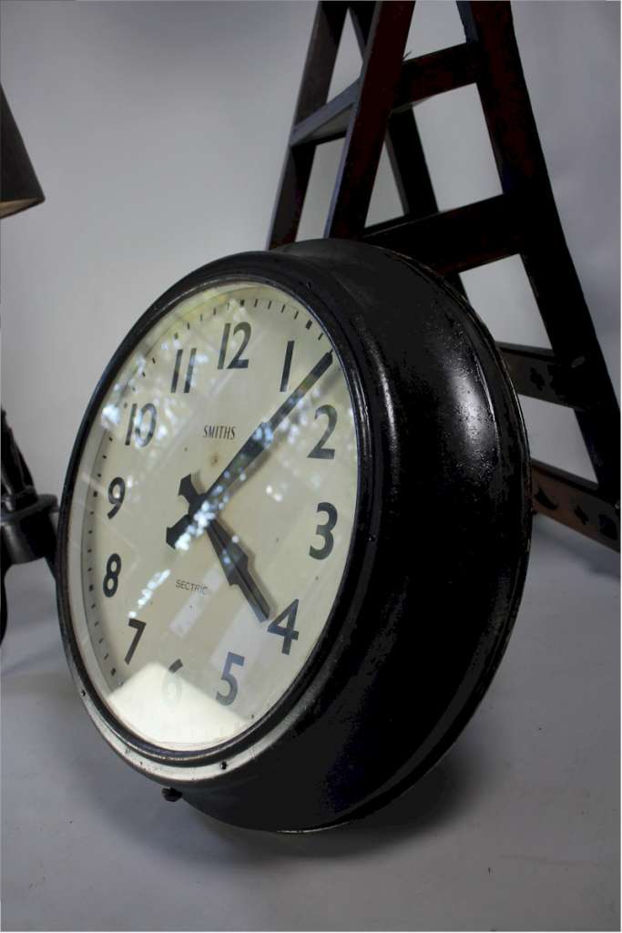 Large Industrial clock by Smiths in metal frame