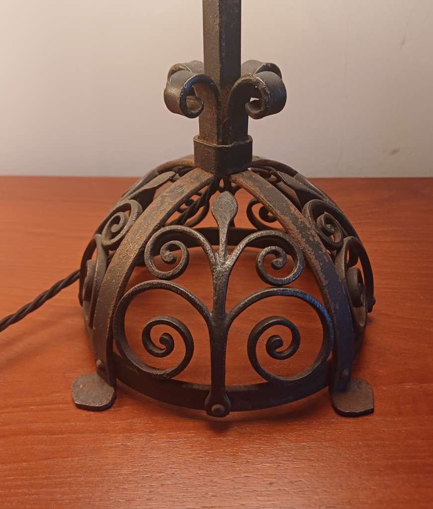 Arts and Crafts iron table lamp attributed to Spital and Clark