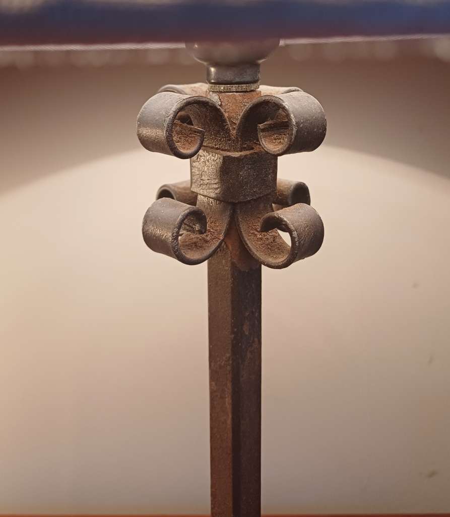 Arts and Crafts iron table lamp attributed to Spital and Clark