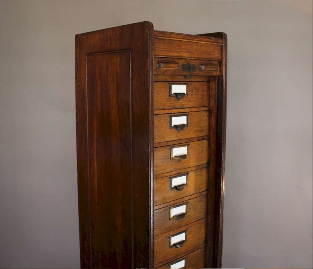 Tall oak filing by Globe c1897 Art Furniture