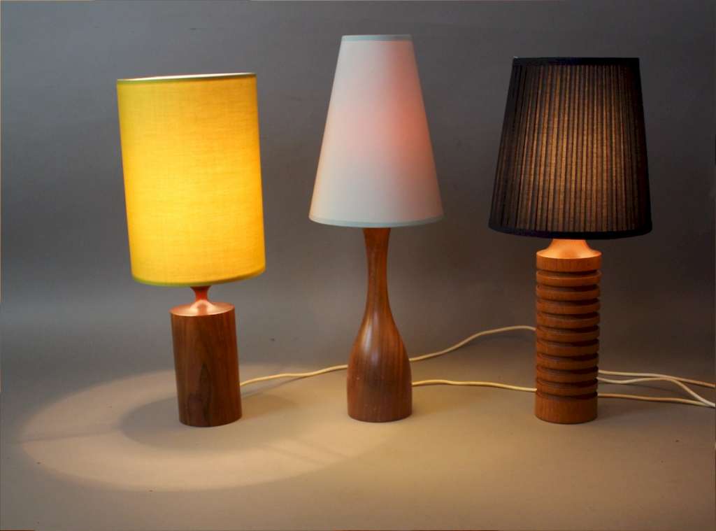 Mid Century large teak turned table lamp Art Furniture