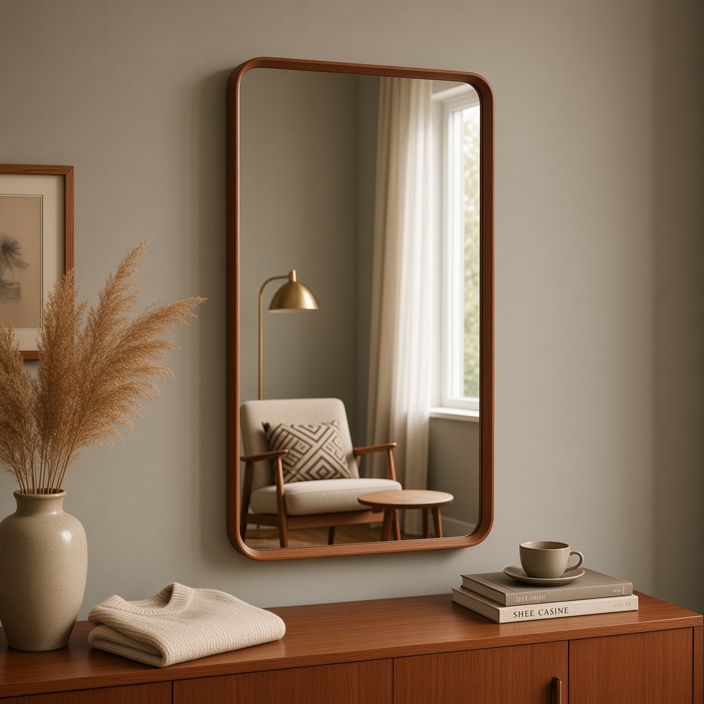 A Teak mid-century wall mirror