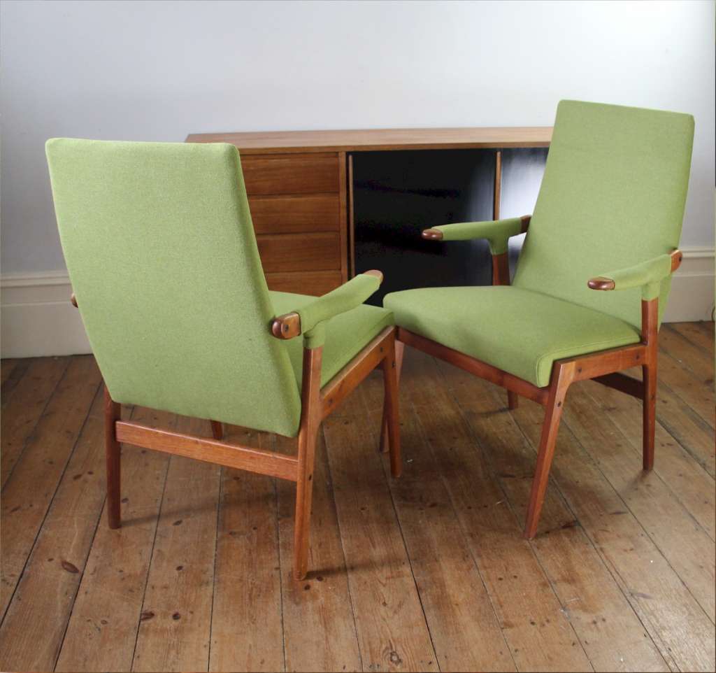 Pair of mid-century teak armchairs