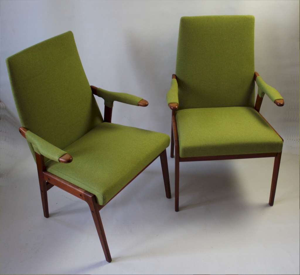Pair of mid-century teak armchairs