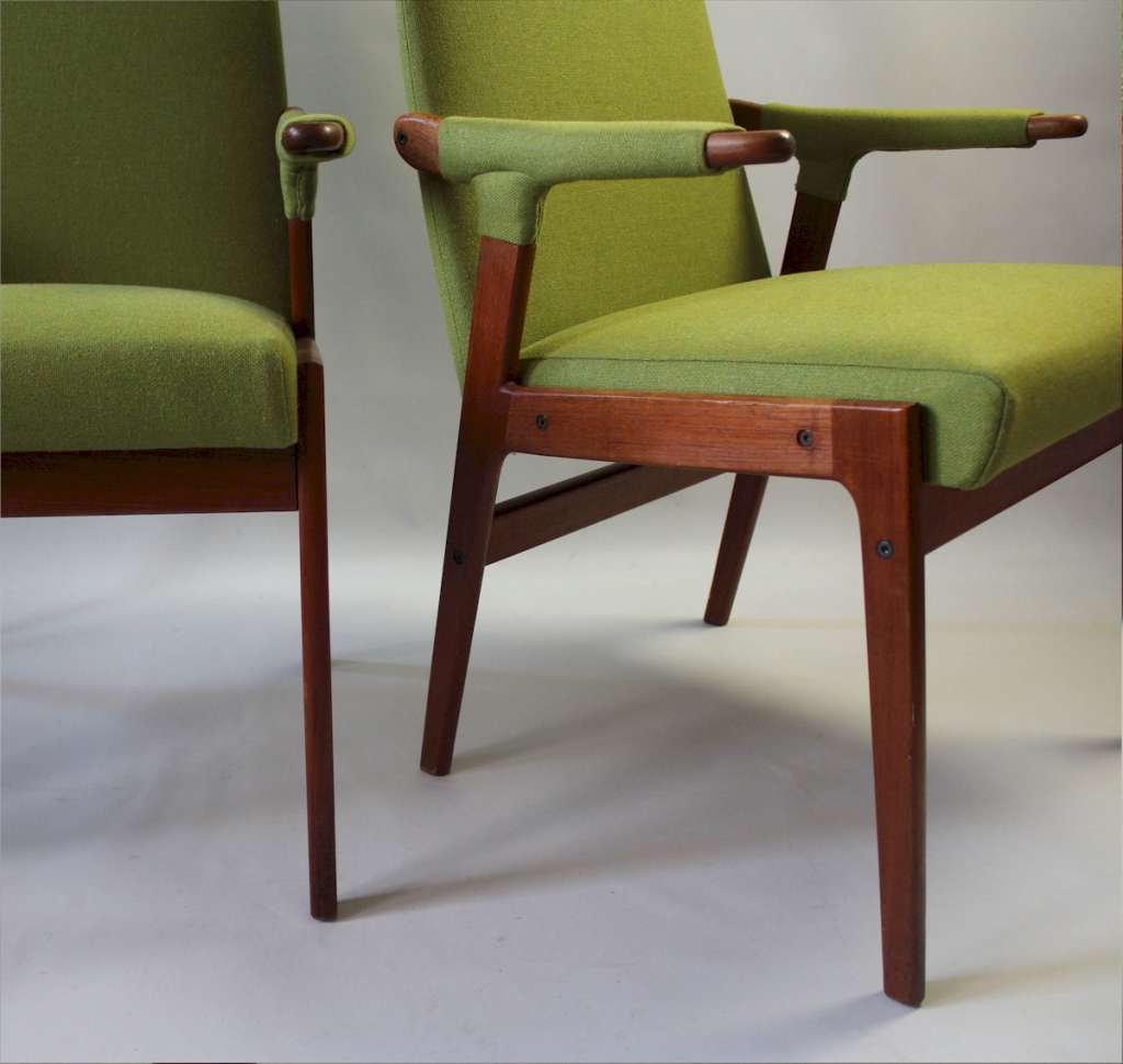 Pair of mid-century teak armchairs