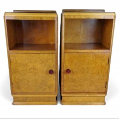 quality pair of blond art deco bedside cabinets