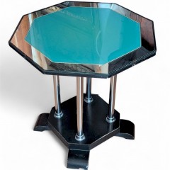 Art Deco mirrord glass and chrome side table
