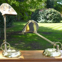 Pair of bankers lamps in brass