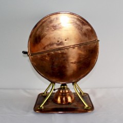 Arts and Crafts copper and brass plate warmer by W.A.S Benson stamped hammer marks