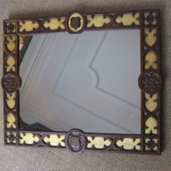 Gothic Revival frame gilt and oak with carved shields