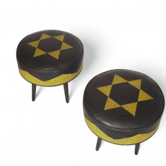 Pair of Mid Century leather stools