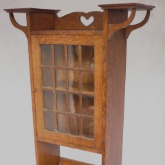 Narrow arts and crafts bookcase /cabinet in oak