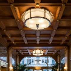 Art Deco chrome and glass ceiling light
