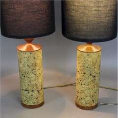 Pair of mid century teak and cork table lamps c1970's