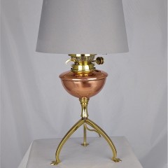 Arts and crafts table light in copper and brass