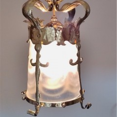 Arts and crafts ceiling light , hammered brass