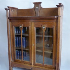 Arts and crafts bookcase , pewter ebony and boxwood inlay