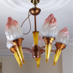 Good Art Deco 5 arm ceiling light