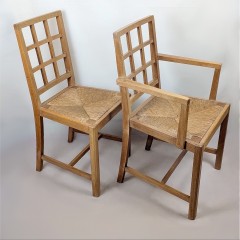 Set of 6 ( 4+2 )Heals lattice back chairs pale oak