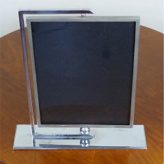 Art Deco revolving photo frame in chrome and glass