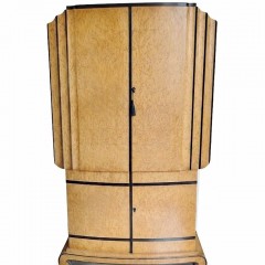 Art Deco cocktail cabinet birds eye maple and ebony