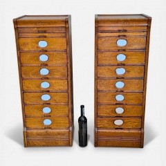  Pair of small American oak 7 drawer filing cabs