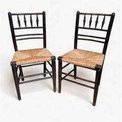 Pair William Morris Sussex chairs ebonised ash